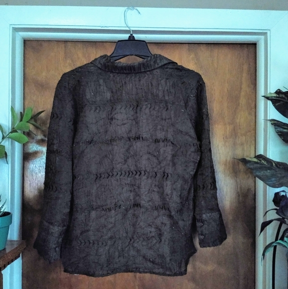 Was💲8! 🎉5/$20Dressbarn embroidered chiffon button down - Picture 3 of 9